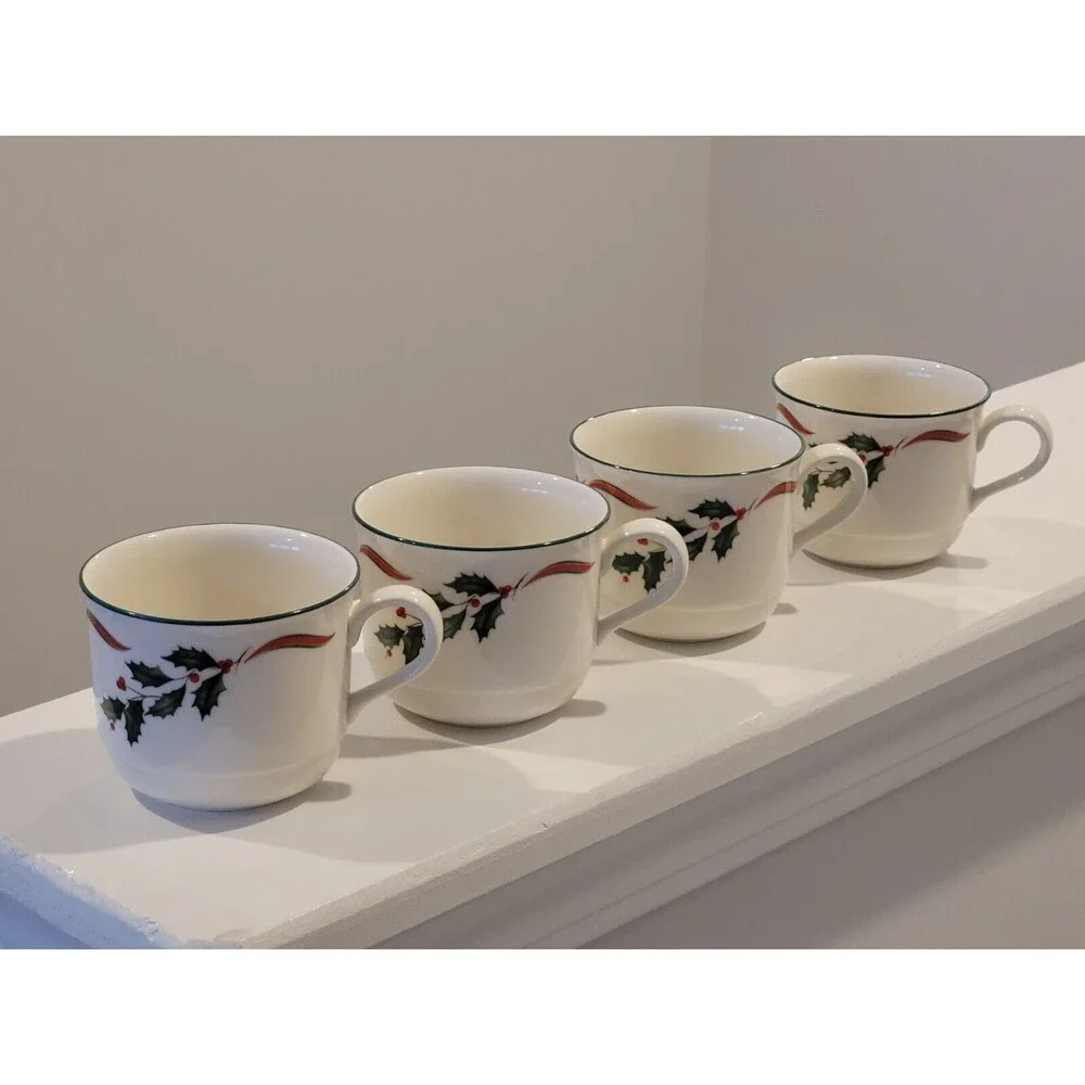 Lenox‎ Country Holly Tea Cups Set of 4 -Made In USA